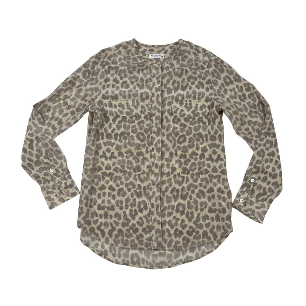 Equipment Femme 100% Silk Leopard Print Button Up Blouse Minimalism Workwear M